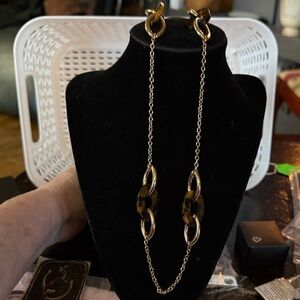 Gold and Brown Chain Necklace and earrings to match